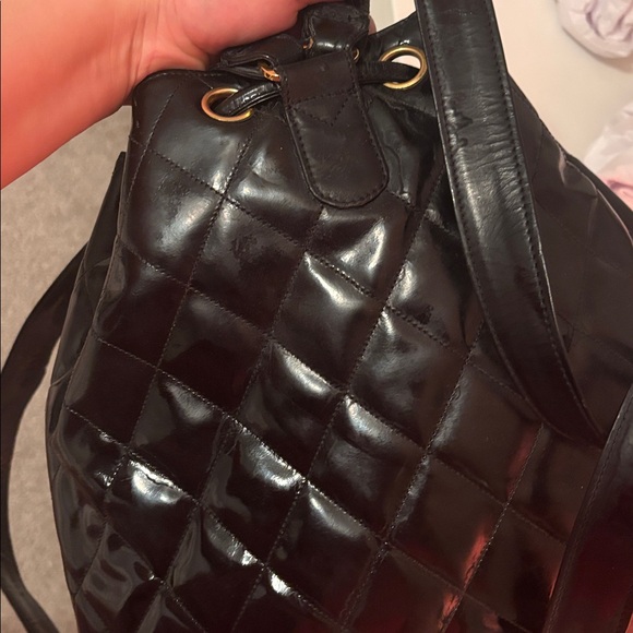 Chanel Glossy patent leatherBlack Backpack with 24k Gold Accents - Picture 9 of 15
